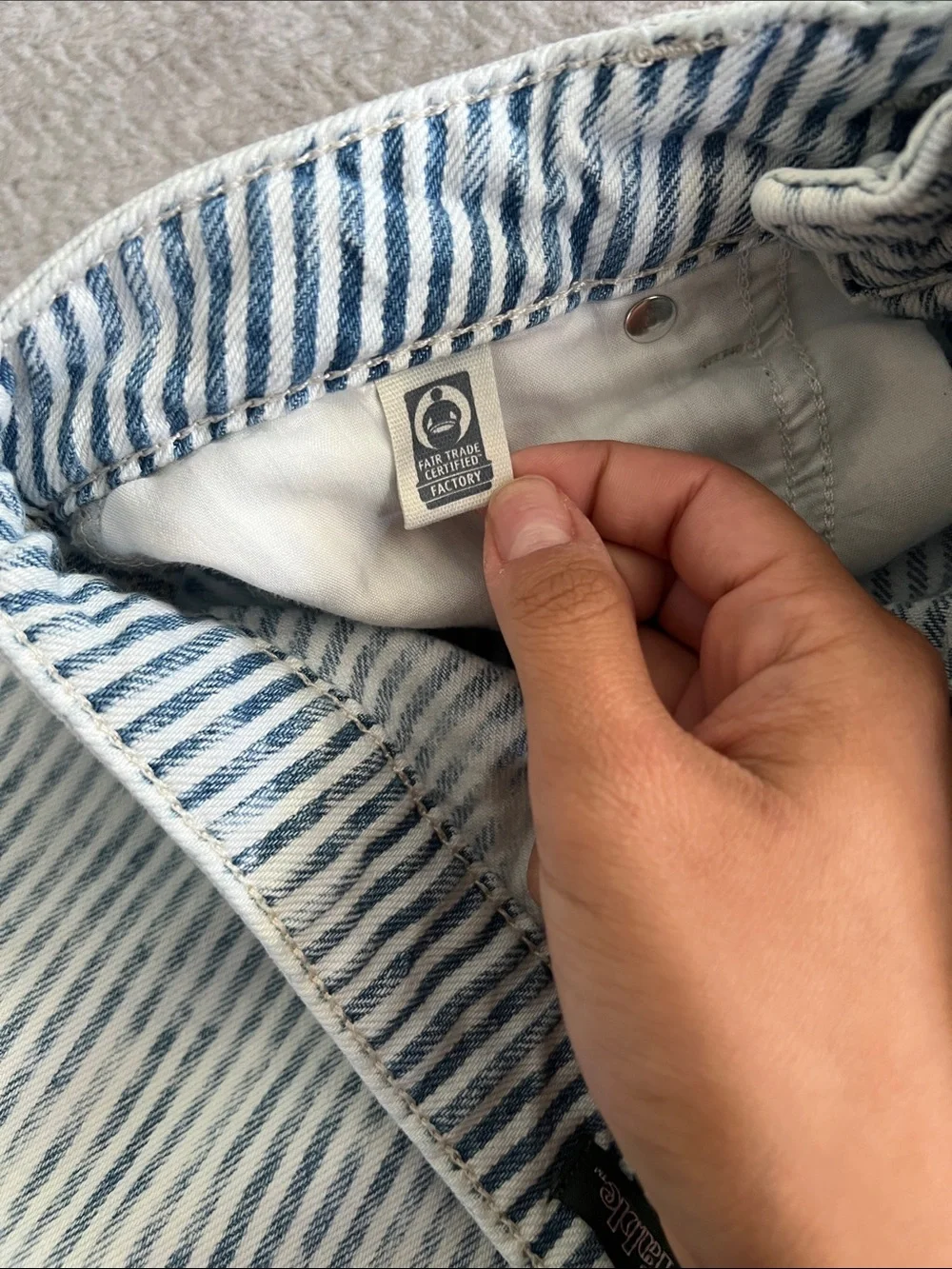 Wild Fable Blue & White Striped Mid Rise Baggy Cargo Jeans Size 2 R